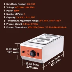 VEVOR Chocolate Tempering Machine,9 Lbs 2 Tanks Chocolate Melting Pot With TEMP Control 86~185℉,800W Stainless Steel Electric Commercial Food Warmer -Vevor GUEST 45f87485 cbd0 424b b1ad 7f0a8990df5e