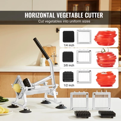 VEVOR Commercial Vegetable Slicer, 1/4"+3/8"+1/2" Fruit Slicer, Stainless Steel And Aluminum Alloy Vegetable Cutter Slicer Machine, Manual Slicer 2 VEVOR Commercial Vegetable Slicer, 1/4"+3/8"+1/2" Fruit Slicer, Stainless Steel And Aluminum Alloy Vegetable Cutter Slicer Machine, Manual Slicer - Image 2