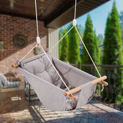VEVOR Canvas Hammock Swing, 3 Modes Baby Swing Indoor And Outdoor With 5-Point Harness, And Tree Straps, 150lbs Weight Capacity, Integrated Cushion 1 VEVOR Canvas Hammock Swing, 3 Modes Baby Swing Indoor And Outdoor With 5-Point Harness, And Tree Straps, 150lbs Weight Capacity, Integrated Cushion