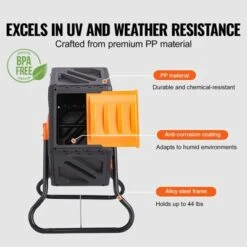 VEVOR Compost Bin, 18.5-Gal Composting Tumbler, Compact Single Rotating Chamber With Sliding Door And Steel Frame, BPA Free Small Composter Bin -Vevor GUEST 4751085d d754 4ebe 9f36 dc1fbd99f963