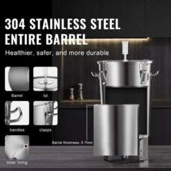 VEVOR 304 Stainless Steel Kettle, 8 GALLON Beer Brew Fermentor, Kettle Stock Pot Includes Lid, Handle, Valve, Spigot, Thermometer, Silver -Vevor GUEST 475859f0 6a1e 432a af98 af305524fd23