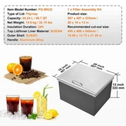 VEVOR Drop In Ice Chest, 20"L X 16"W X 13"H Stainless Steel Ice Cooler, Commercial Ice Bin With Hinged Cover, 40 Qt Outdoor Kitchen Ice Bar 14 VEVOR Drop In Ice Chest, 20"L X 16"W X 13"H Stainless Steel Ice Cooler, Commercial Ice Bin With Hinged Cover, 40 Qt Outdoor Kitchen Ice Bar -Vevor GUEST 476b537e 6b26 46a9 9f2d eb0cade28618