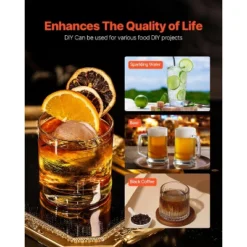 VEVOR Ice Ball Press Kit, Aviation Aluminum Ice Press With Ice Block Mold, Large Mat, Tong, Drip Tray, One Glass, Round Ice Ball Maker 2.4"/60 Mm -Vevor GUEST 47bfa4e8 73ce 4a94 8f56 8c926231524c