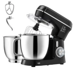 VEVOR Stand Mixer, 5.3QT + 4.4QT Two Stainless Steel Bowls, 10+P Speeds Tilt-head Food Mixer, Kitchen Mixer With Dough Hook, Wire Whip, Black -Vevor GUEST 487d26b6 40c6 46c4 b36b 9fe4d73f7cdf