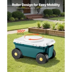 VEVOR Garden Scooter With Seat, 2 In 1 Rolling Garden Cart With Storage Bin, Outdoor Wagon With Handle, Green -Vevor GUEST 493ecafb 3f3a 4840 af22 05e63d2092d7