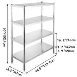 VEVOR Stainless Steel Shelving 46.8x18.5 Inch 4 Tier Adjustable Shelf Storage Unit Stainless Steel Heavy Duty Shelving, Silver 14 VEVOR Stainless Steel Shelving 46.8x18.5 Inch 4 Tier Adjustable Shelf Storage Unit Stainless Steel Heavy Duty Shelving, Silver -Vevor GUEST 494f9f3c eeec 4a64 b2c5 3cefab9c3af6