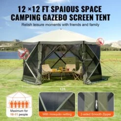 VEVOR Pop Up Gazebo Tent, Pop-Up Screen Tent 6 Sided Canopy Sun Shelter With 6 Removable Privacy Wind Cloths & Mesh Windows, Army Green -Vevor GUEST 49cf65d2 cb98 4752 8d3e f51b9144d368