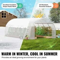 VEVOR Walk-in Tunnel Greenhouse, 19.4x9.7x6.5 Ft Hoop House Greenhouse Tunnel With Galvanized Steel Frame, White PE Cover, 12 Windows -Vevor GUEST 49e985b9 4d39 4852 b568 9eec3625562c