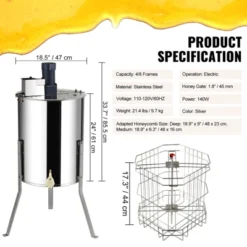 VEVOR Electric Honey Extractor, 4/8 Frames Honey Spinner Extractor, Stainless Steel Beekeeping Extraction, Apiary Centrifuge Equipment -Vevor GUEST 49fc87f8 4bf4 4f9f b504 fc71ecfaf20f