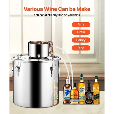 VEVOR Alcohol Still, 13.2 Gal / 50 L Stainless Steel Water Alcohol Distiller With Copper Coil, Home Brewing Refining Fermentation Kit, Silver 4 VEVOR Alcohol Still, 13.2 Gal / 50 L Stainless Steel Water Alcohol Distiller With Copper Coil, Home Brewing Refining Fermentation Kit, Silver - Image 4