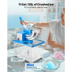 VEVOR Commercial Ice Crusher 661LBS/H, 350W Electric Snow Cone Machine With 4 Blades, 2000RPM Stainless Steel Shaved Ice Machine , Blue -Vevor GUEST 4a65bbee ec46 4c58 9490 ee2edc73ee76