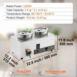 VEVOR Electric Soup Warmer, Dual 7.4QT Stainless Steel Round Pot, 1200W Commercial Food Warmer, 86~185°F Adjustable Temp -Vevor GUEST 4a7aa49b f966 415f 80e2 5127dfb18c8d