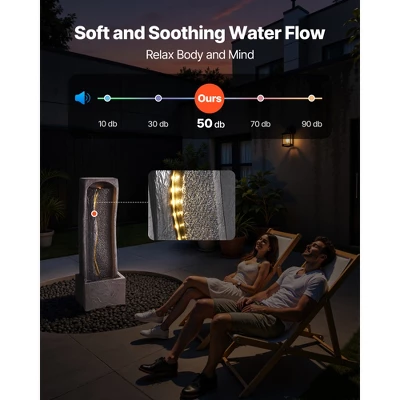 VEVOR Outdoor Water Fountain, 38.58 In Height Fountain And Waterfall,1-Tier Floor Standing Rock Base Style Fountains With With Light And Pump, Black 4 VEVOR Outdoor Water Fountain, 38.58 In Height Fountain And Waterfall,1-Tier Floor Standing Rock Base Style Fountains With With Light And Pump, Black - Image 4