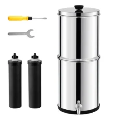 VEVOR Gravity-fed Water Filter System, 2.25G 304 Stainless-Steel Countertop System, Water Filtration System, Reduces Lead And Up To 99% Of Chlorine -Vevor GUEST 4b142716 4205 41d8 bbbe 595b034223e1