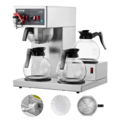 VEVOR 12 Cups Commercial Drip Coffee Maker, Coffee Maker Machine With 3 Glass Carafes And 3 Warmer Plates, Stainless Steel Pour Over Coffee Brewer -Vevor GUEST 4b343dde 9128 4be8 a449 039d5b7f25c9
