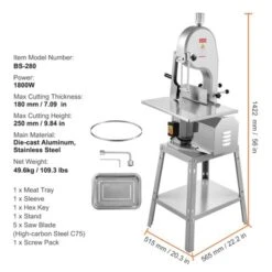 VEVOR Electric Meat Saw, 1800W Stainless Vertical Cutter, 19.1"x15" Workbench, 7.09" Cutting Thickness, Includes 5 Blades -Vevor GUEST 4b5256b0 5b58 435c a855 d46f05513f6a