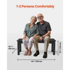 VEVOR Outdoor Bench, 44.5 Inch, 600 Lbs Weight Capacity, Weatherproof Plastic Frame With Adjustable Level Footpads And Thick Leg, Black -Vevor GUEST 4b8fd25a d887 4b9c 840e 8669d151c7a9