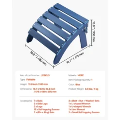 VEVOR Adirondack Ottoman, 18.7L X 18.9W X 13.8H Inch HDPE Plastic Folding Adirondack Ottoman, Weather-Resistant Foot Rest For Adirondack Chair, Blue 14 VEVOR Adirondack Ottoman, 18.7L X 18.9W X 13.8H Inch HDPE Plastic Folding Adirondack Ottoman, Weather-Resistant Foot Rest For Adirondack Chair, Blue -Vevor GUEST 4bb4faeb fa50 4105 8e3a 9d519d378717