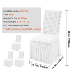 VEVOR Stretch Spandex Folding Chair Covers, Universal Fitted Chair Cover With Skirt, Removable Washable Protective Slipcovers, (4 PCS White) -Vevor GUEST 4c06c343 d3a8 402e b75b d32abc91358c