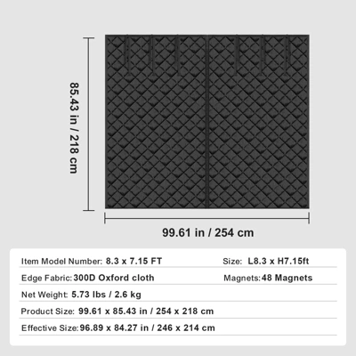 VEVOR Garage Door Screen For Winter, 8x7FT, Garage Door Insulation Kit, Magnetic Thermal Insulated Door Curtain With 300D Oxford Fabric, Black 7 VEVOR Garage Door Screen For Winter, 8x7FT, Garage Door Insulation Kit, Magnetic Thermal Insulated Door Curtain With 300D Oxford Fabric, Black - Image 7