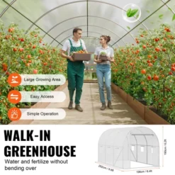 VEVOR Walk-in Tunnel Greenhouse, 9.6x6.4x6.2 Ft Hoop House Greenhouse Tunnel, Plant Hot House With Galvanized Steel Frame, White PE Cover -Vevor GUEST 4cd0cf03 124f 420d b8b2 a8430b507f98