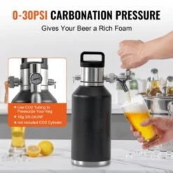 VEVOR Beer Growler Tap System, 64Oz 1.89L Mini Keg, 304 Stainless Steel Pressurized Beer Growler, Keg Growler With Pressure Display, Black -Vevor GUEST 4d209aa3 e180 491b a490 5a01a8af087e