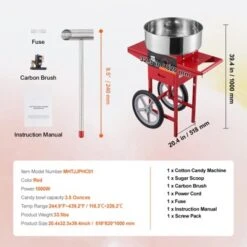 VEVOR Electric Cotton Candy Machine With Cart, 1000W Commercial Candy Floss Maker With Stainless Steel Bowl, Sugar Scoop And Drawer,Red -Vevor GUEST 4d49f3cf bb54 4f13 9dd6 b7b576c08f9e