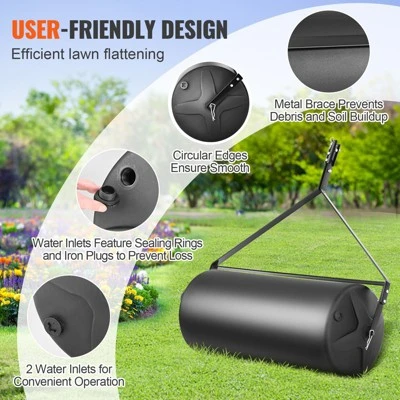 VEVOR Tow Behind Lawn Roller, 400lbs Sand/Water Filled Yard Roller, LLDPE Drum And Steel Frame Sod Roller With Easy-turn Plug, Black 5 VEVOR Tow Behind Lawn Roller, 400lbs Sand/Water Filled Yard Roller, LLDPE Drum And Steel Frame Sod Roller With Easy-turn Plug, Black - Image 5
