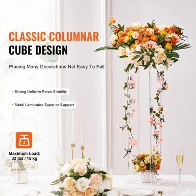 VEVOR 10PCS 23.6inch High Wedding Flower Stand, With Acrylic Laminate,Acrylic Vase Column Geometric Centerpiece Stands, Floral Display Rack 2 VEVOR 10PCS 23.6inch High Wedding Flower Stand, With Acrylic Laminate,Acrylic Vase Column Geometric Centerpiece Stands, Floral Display Rack - Image 2