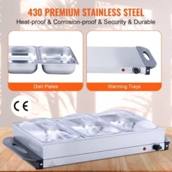 VEVOR Electric Buffet Server & Food Warmer, 25.6" X 15" Portable Stainless Steel Chafing Dish Set With Temp Control & Oven-Safe Pan -Vevor GUEST 4d7e67af 006e 4630 804f a7e984fa0c59