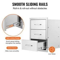 VEVOR Outdoor Kitchen Drawers 16" W X 21.5" H X 18" D, Flush Mount Triple Access BBQ Drawers With Stainless Steel Handle, BBQ Island Drawers,Silver -Vevor GUEST 4e0b3b14 b1fb 43ec 8ac7 36b82d229159