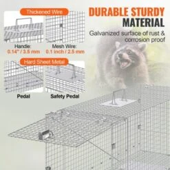 VEVOR Live Animal Cage Trap, 42" X 16" X 18" Humane Cat Trap Galvanized Iron, Folding Animal Trap With Handle For Stray Dogs, Armadillos, Raccoons -Vevor GUEST 4e5d349d f3a9 4408 87ab 4e5236bd7dd1