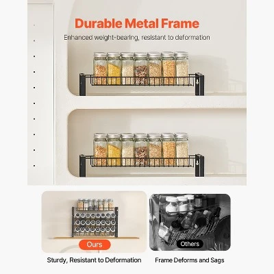 VEVOR Detachable Spice Rack Organizer For Cabinet, 4 Tie Stackable Seasoning Organizer, Spice Jars Kitchen Storage, Black 3 VEVOR Detachable Spice Rack Organizer For Cabinet, 4 Tie Stackable Seasoning Organizer, Spice Jars Kitchen Storage, Black - Image 3