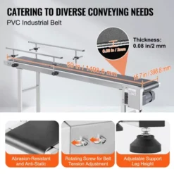 VEVOR Belt Conveyor, 59 X 15.7 Inch Conveyor Table, Heavy Duty Stainless Steel Motorized Belt Conveyor, Silver -Vevor GUEST 4ee1ddd2 fc98 4832 b621 da308774abc6