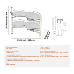 VEVOR Swing Right Blind Corner Cabinet, Pull Out Organizer For 36 Inch Width Blind Cabinet, 2 Tier Height Adjustable Swing Tray, Silver -Vevor GUEST 4f1afbda f87a 430a 8a15 fd07b3847d3d