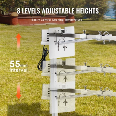 VEVOR Electric BBQ Rotisserie Grill Kit, 46 Inch 90 Lbs Capacity, Automatic 42W Motor Height Adjustable Universal Roaster Stand, Silver 4 VEVOR Electric BBQ Rotisserie Grill Kit, 46 Inch 90 Lbs Capacity, Automatic 42W Motor Height Adjustable Universal Roaster Stand, Silver - Image 4