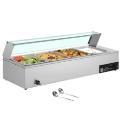 VEVOR Commercial Food Warmer, 1500W Electric Stainless Steel Steam Food Warmer With Glass Cover, 4-Pan Countertop Buffet Bain Marie, Silver 15 VEVOR Commercial Food Warmer, 1500W Electric Stainless Steel Steam Food Warmer With Glass Cover, 4-Pan Countertop Buffet Bain Marie, Silver -Vevor GUEST 5097b175 995c 4b7c a744 120e275ba043