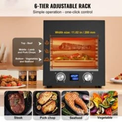 VEVOR Electric Steak Grill, 1800W Smokeless Infrared Electric Broiler, 1450°F Stainless Steel Steak Cooker With 6-Tier Adjustable Rack, Black -Vevor GUEST 50a198f3 3fac 4fc8 96a7 1bb804c676b8
