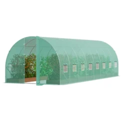 VEVOR Walk-in Tunnel Greenhouse, 27.4x9.5x7.4 Ft Hoop House Greenhouse With Galvanized Steel Frame, PE Cover, Swing Door And 16 Roll-up Windows -Vevor GUEST 50fafa53 caac 4c77 8ed0 a58d259bdc76