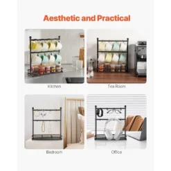 VEVOR Coffee Mug Holder For Countertop, 16 Hooks Coffee Cup Holder With Storage Base, 2 Tier Carbon Steel Mug Display Stand, Matte Black -Vevor GUEST 5180f992 bd40 4a11 a6f9 21d1e381e2d5