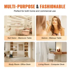 VEVOR Manicure Table, Glass Top Nail Desk, Makeup Dressing Nail Station With Storage Cabinets, Acetone-Resistant Nail Tech Table -Vevor GUEST 51989ffa 5bdd 44d7 b03f f4cf84d47f4f