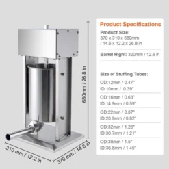 VEVOR Electric Sausage Stuffer, 12 L / 25 LBS Vertical Meat Stuffer, 200W Motor, Stepless Speed Control And Foot Pedal, Silver -Vevor GUEST 5198e242 6cb3 47bb b5d4 3b6d10a6bbeb