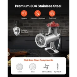 VEVOR Manual Meat Grinder, 304 Stainless Steel Hand Meat Grinder With Steel Table Clamp, Meat Mincer Sausage Maker, Silver 10 VEVOR Manual Meat Grinder, 304 Stainless Steel Hand Meat Grinder With Steel Table Clamp, Meat Mincer Sausage Maker, Silver -Vevor GUEST 51bcc055 dc1b 40d8 b86a cdb42e2077ba