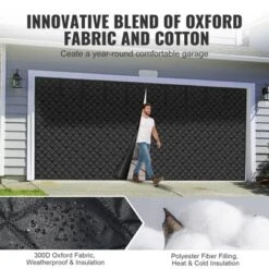 VEVOR Garage Door Screen For Winter, 18x7FT, Garage Door Insulation Kit, Magnetic Thermal Insulated Door Curtain With 300D Oxford Fabric, Black -Vevor GUEST 51c1c17e 0ac7 4d35 b42b 004215edd336