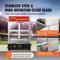VEVOR Hot Dog Steamer, 28.5QT, 2-Tier Hot Dog Hut Steamer, 86℉~185℉ Temperature Control, Electric Bun Warmer With Tempered Glass Slide Doors -Vevor GUEST 51c6ed32 f48b 4611 9e46 8082fe62218c