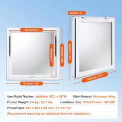 VEVOR Concession Window For Food Truck, 36"x36" Aluminum Alloy Food Truck Service Window, Up To 85 Degrees Stand Serving Window With Awning Door -Vevor GUEST 51f2cf5a 2d52 466d 8b80 1debfb509f7c