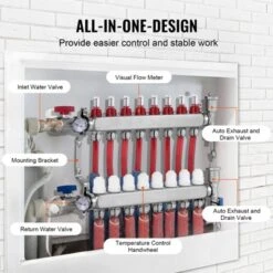VEVOR 8-Branch Radiant Heat Manifold, 1/2" PEX Tubing Manifold, Stainless Steel PEX Manifold For Hydronic Radiant Floor Heating, Silver -Vevor GUEST 51febd46 5d28 4b81 8167 33cd4f94fb9c
