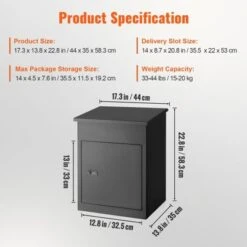 VEVOR Package Delivery Boxes For Outside, Extra Large Mailbox With Coded Lock, Galvanized Steel Wall Mounted Mailboxes 17.3"x13.8"x22.8" 14 VEVOR Package Delivery Boxes For Outside, Extra Large Mailbox With Coded Lock, Galvanized Steel Wall Mounted Mailboxes 17.3"x13.8"x22.8" -Vevor GUEST 520af375 a25f 4af6 97f7 9153db408abc