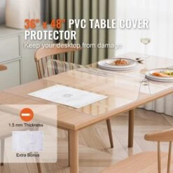 VEVOR Plastic Table Cover, 36 X 48 Inch 1.5 Mm Thick Clear Table Protector, Rectangle PVC Desk Mat, Waterproof & Easy Cleaning, Transparent -Vevor GUEST 5225e027 26cb 4195 a3ca e07c34b2a175