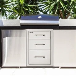 VEVOR Outdoor Kitchen Drawers 14" W X 20.3" H X 23" D, Flush Mount Triple Access BBQ Drawers Stainless Steel With Handle, Silver